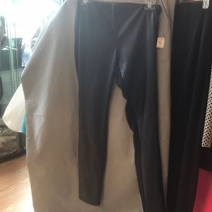 Faux leather and fabric stretch pants